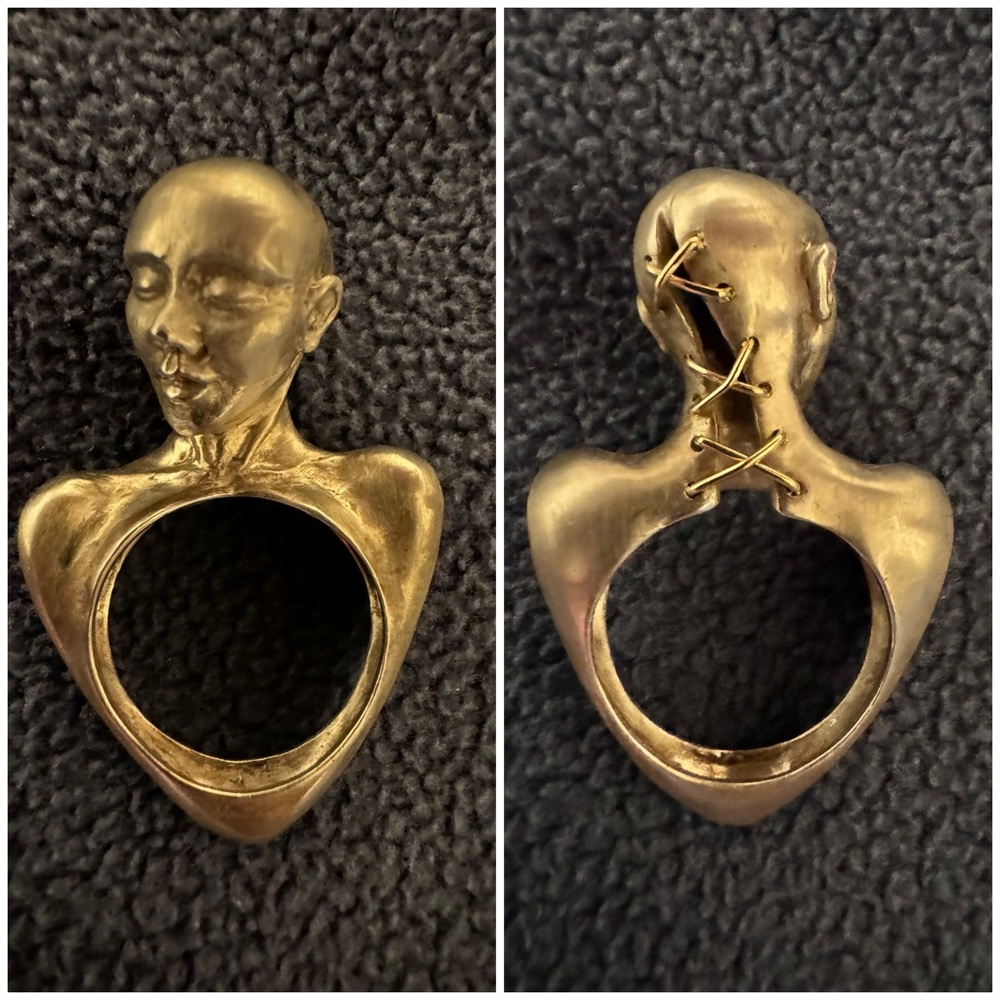 14k Gold Designer Selda Okutan Ettuma Ring 925 Silver and Handmade Signed Artist